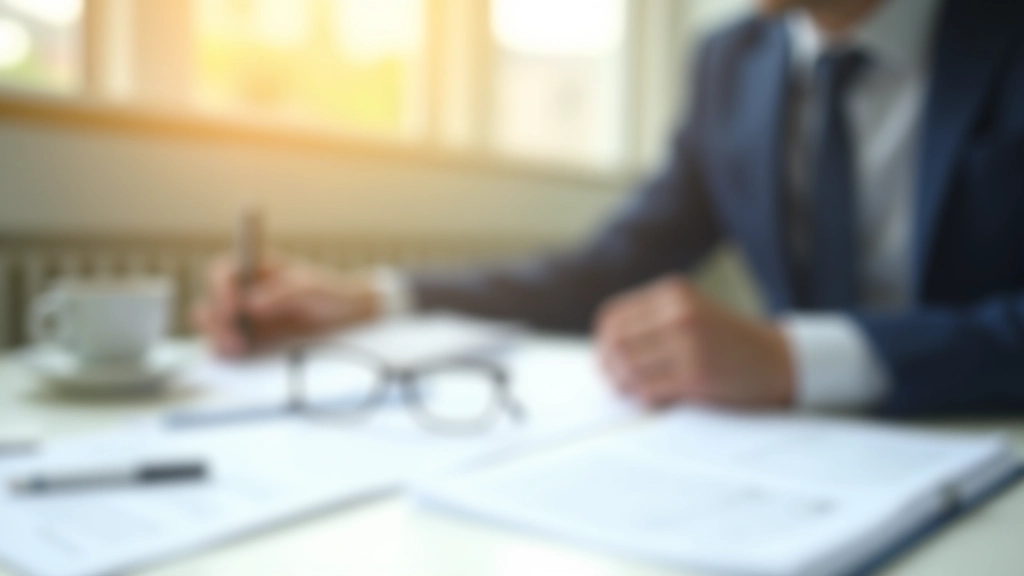 Versicherungsdokumente und Stift auf Schreibtisch, professionelle Beratungssituation mit Kaffeetasse und Brille