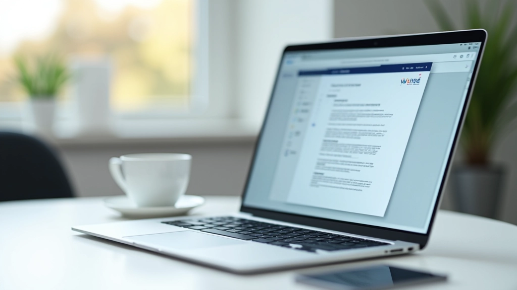 Laptop mit offener Patientenakte und medizinischen Unterlagen auf modernem Schreibtisch